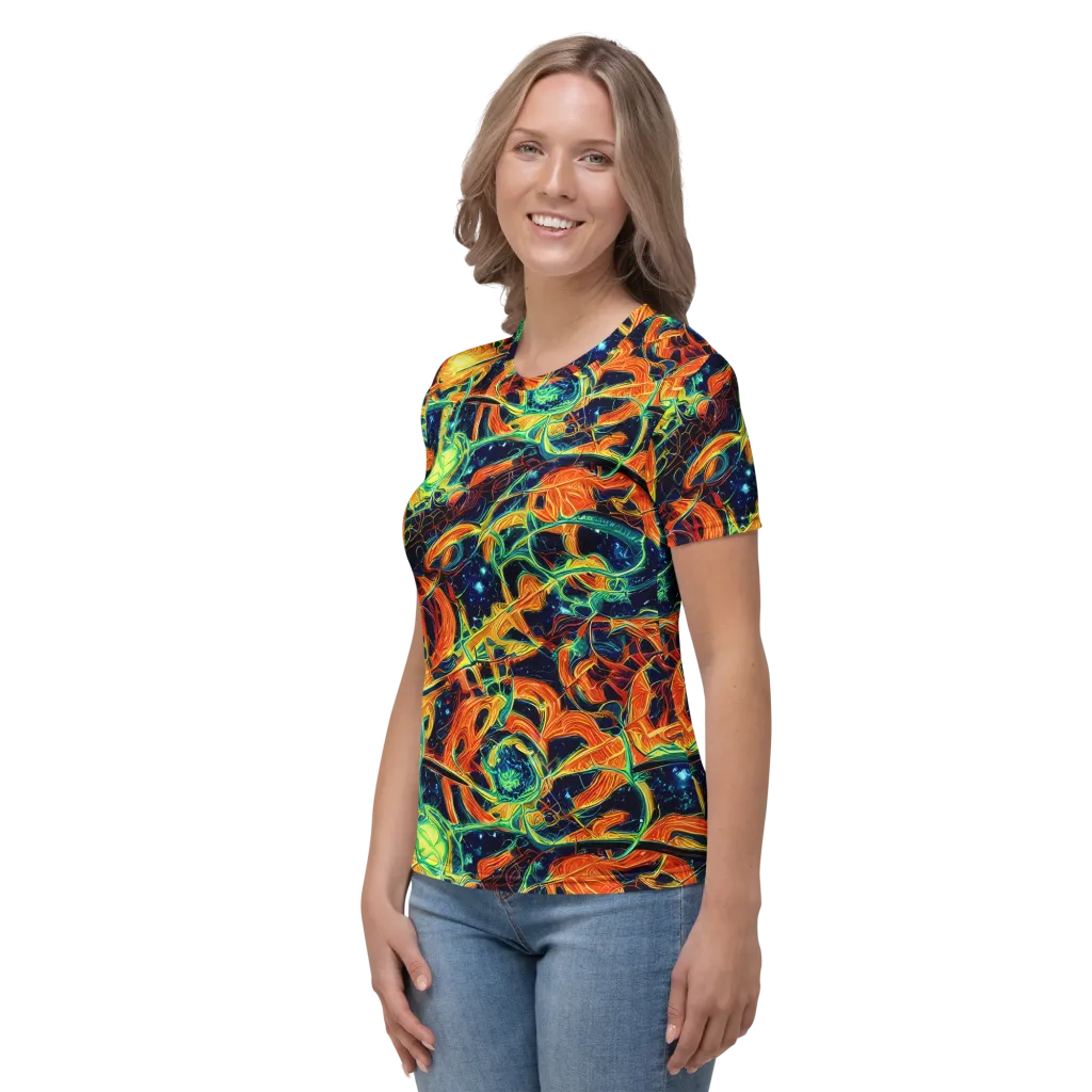 Neon Ember Garden on Women's Crew Neck T-Shirt — Left