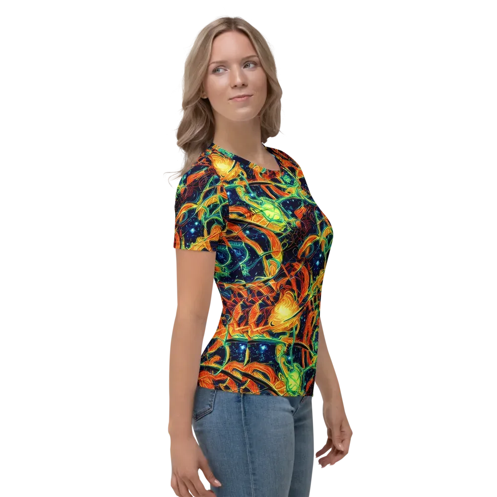 Neon Ember Garden on Women's Crew Neck T-Shirt — Right