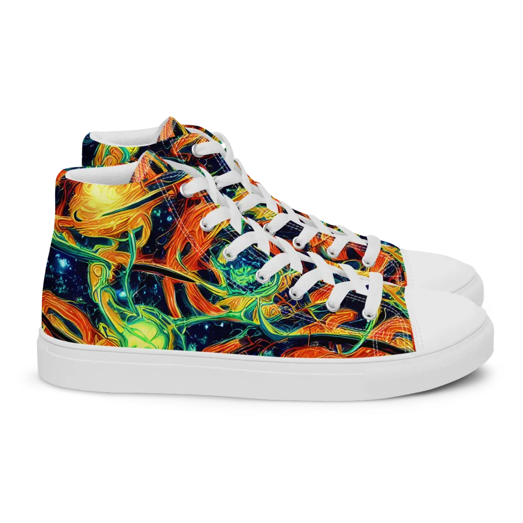 Neon Ember Garden on Women's High Top Canvas Shoes — Right