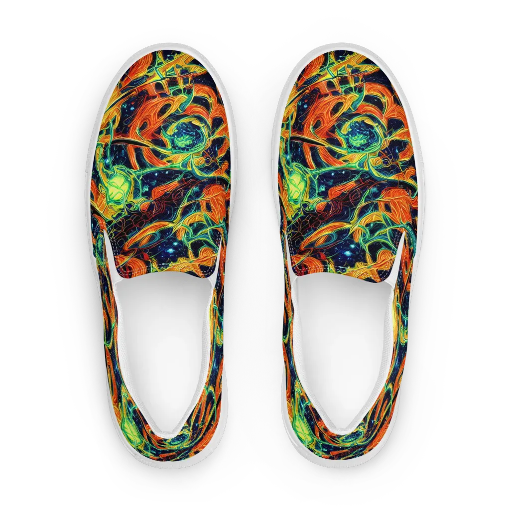Neon Ember Garden on Men's Slip-On Canvas Shoes — Front