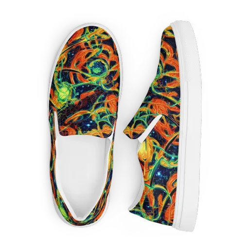 Neon Ember Garden on a Men's Slip-On Canvas Shoes