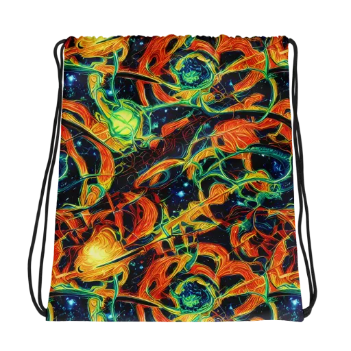 Neon Ember Garden on a Drawstring Bag
