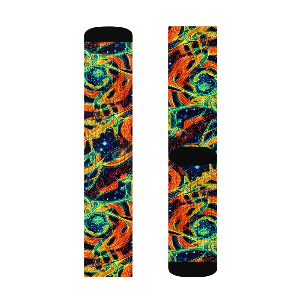 Neon Ember Garden on Socks — Right Sock