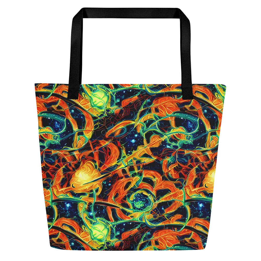 Neon Ember Garden on Large Tote Bag W/ Pocket — Front