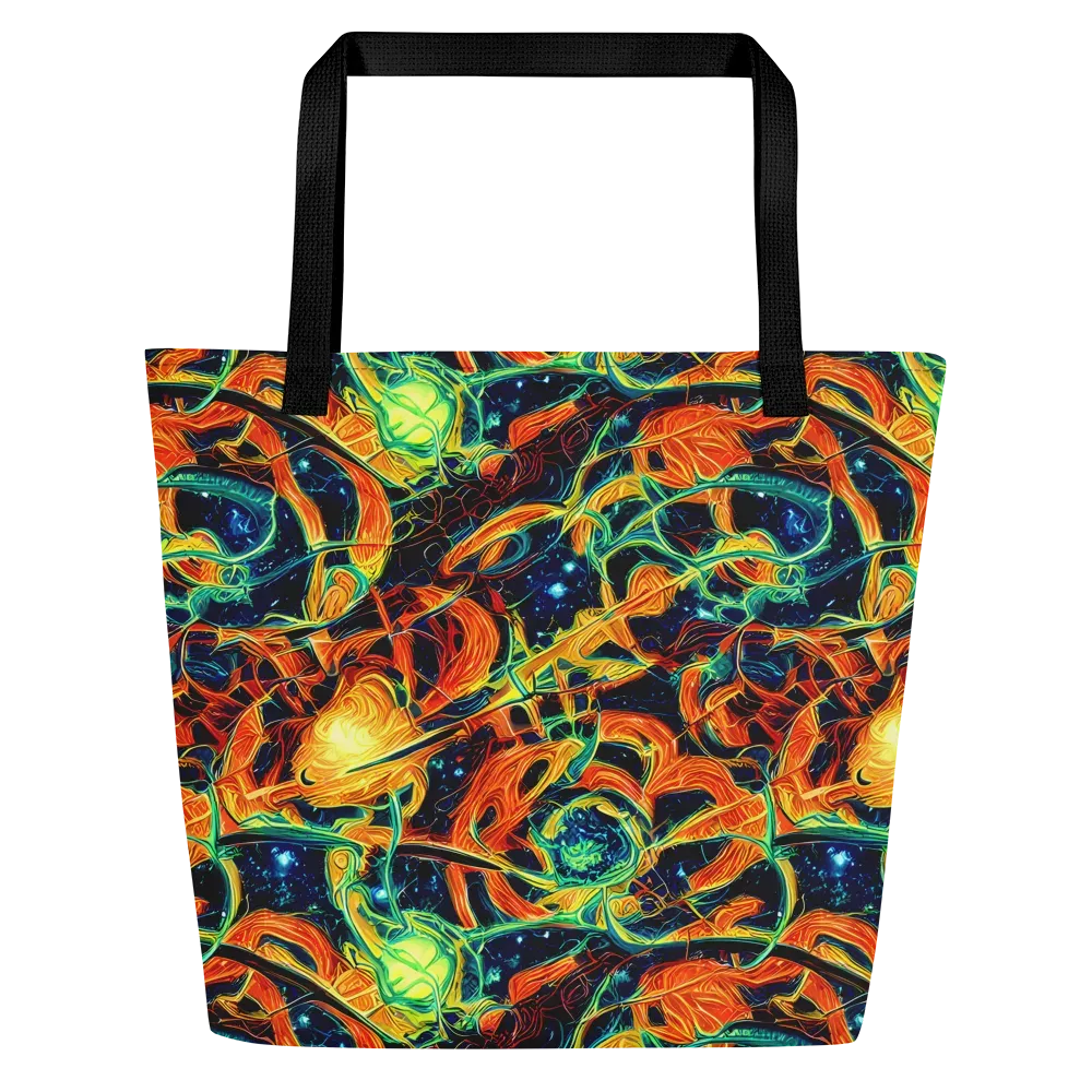 Neon Ember Garden on Large Tote Bag W/ Pocket — Front