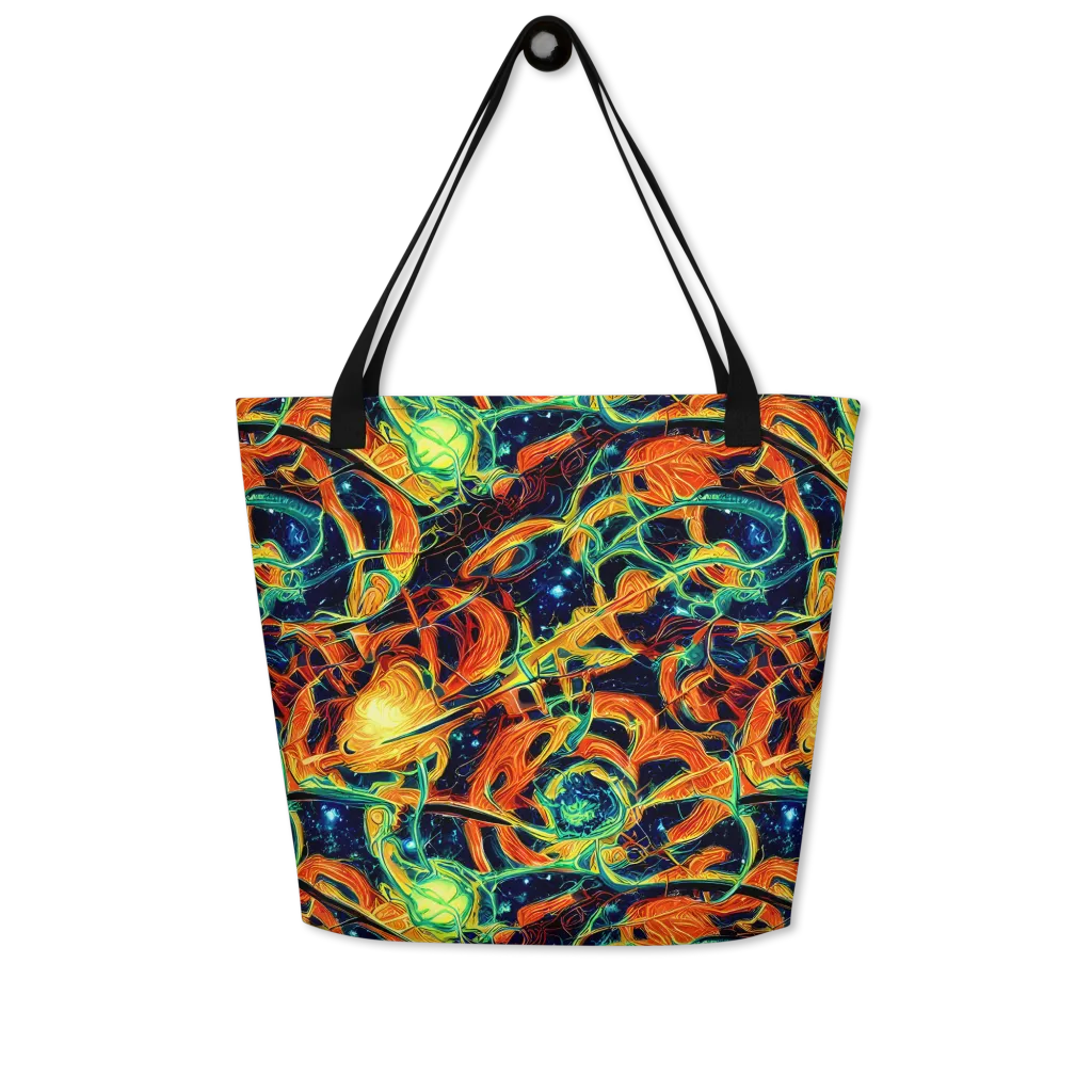 Neon Ember Garden on Large Tote Bag W/ Pocket — Front