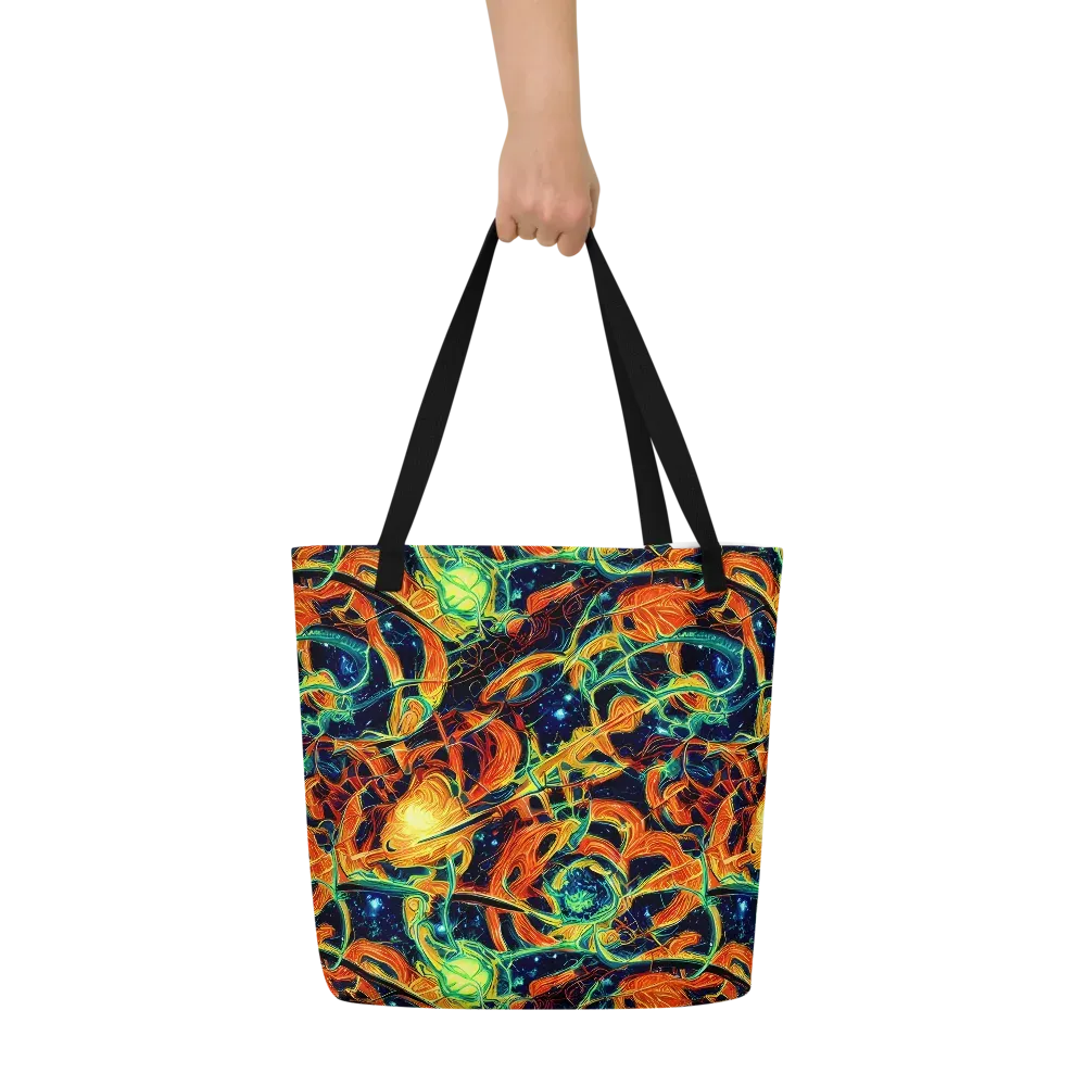 Neon Ember Garden on Large Tote Bag W/ Pocket — Front