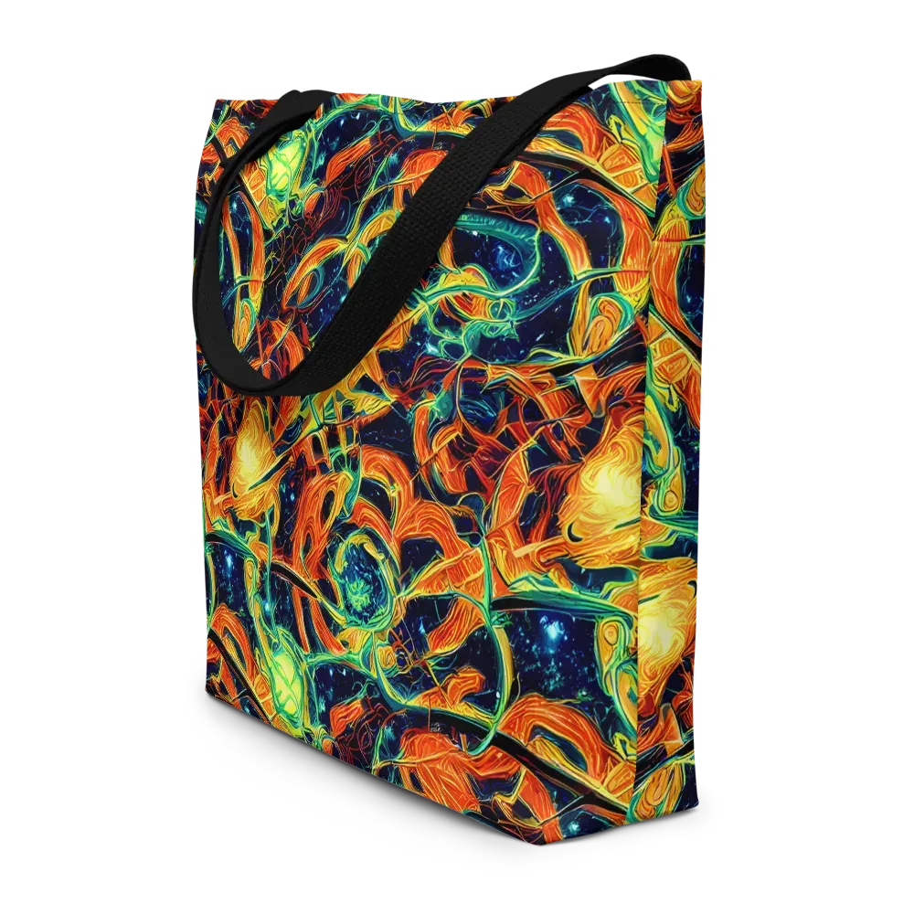 Neon Ember Garden on Large Tote Bag W/ Pocket — Front