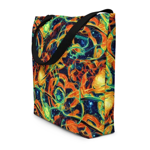 Neon Ember Garden on a Large Tote Bag W/ Pocket