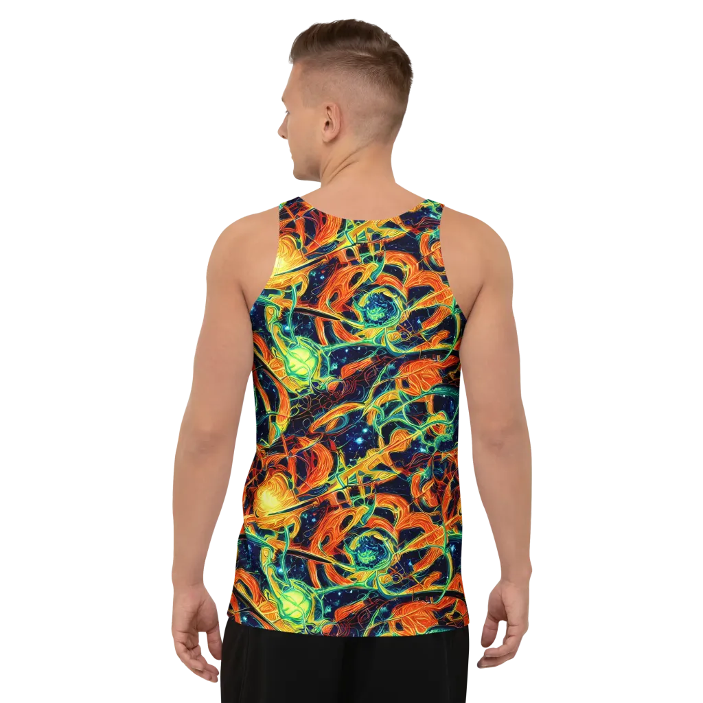 Neon Ember Garden on Men's Tank Top — Back