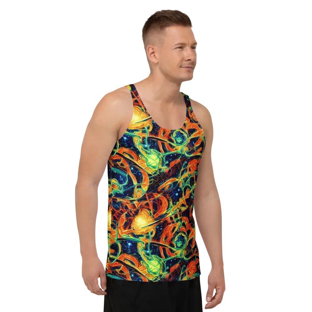 Neon Ember Garden on Men's Tank Top — Right Front