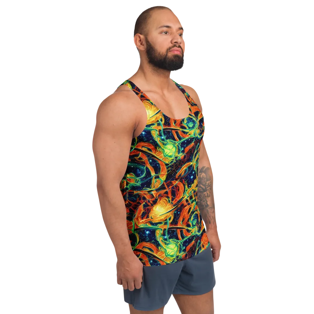 Neon Ember Garden on Men's Tank Top — Right Front