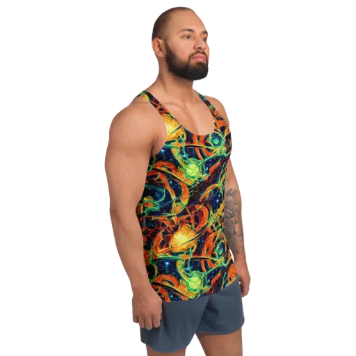 Neon Ember Garden on a Men's Tank Top