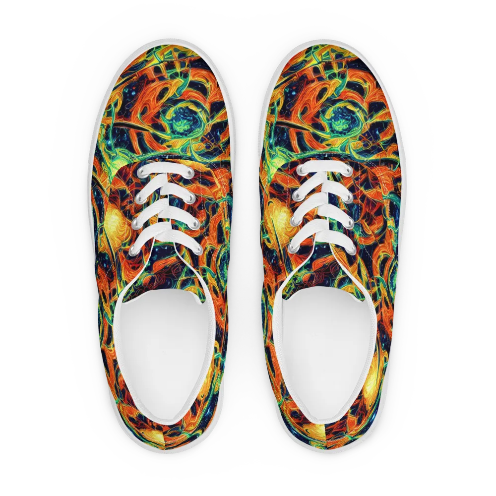 Neon Ember Garden on Men's Lace-Up Canvas Shoes — Front