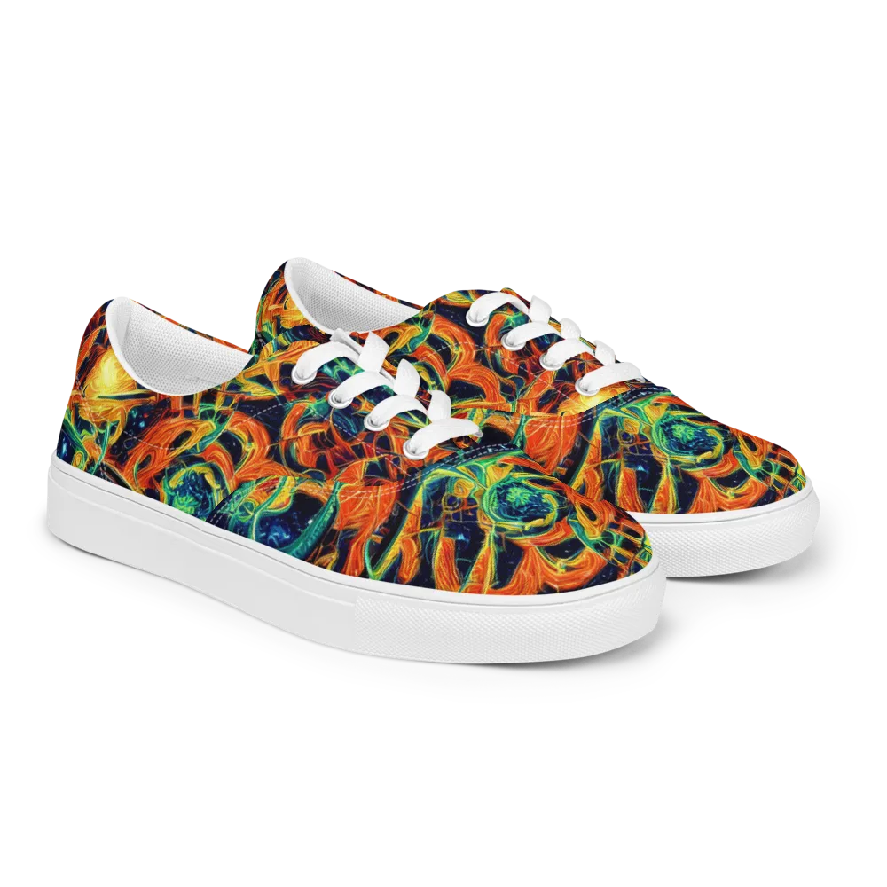 Neon Ember Garden on Men's Lace-Up Canvas Shoes — Right Front