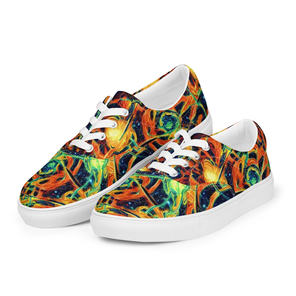 Neon Ember Garden on Men's Lace-Up Canvas Shoes — Left Front