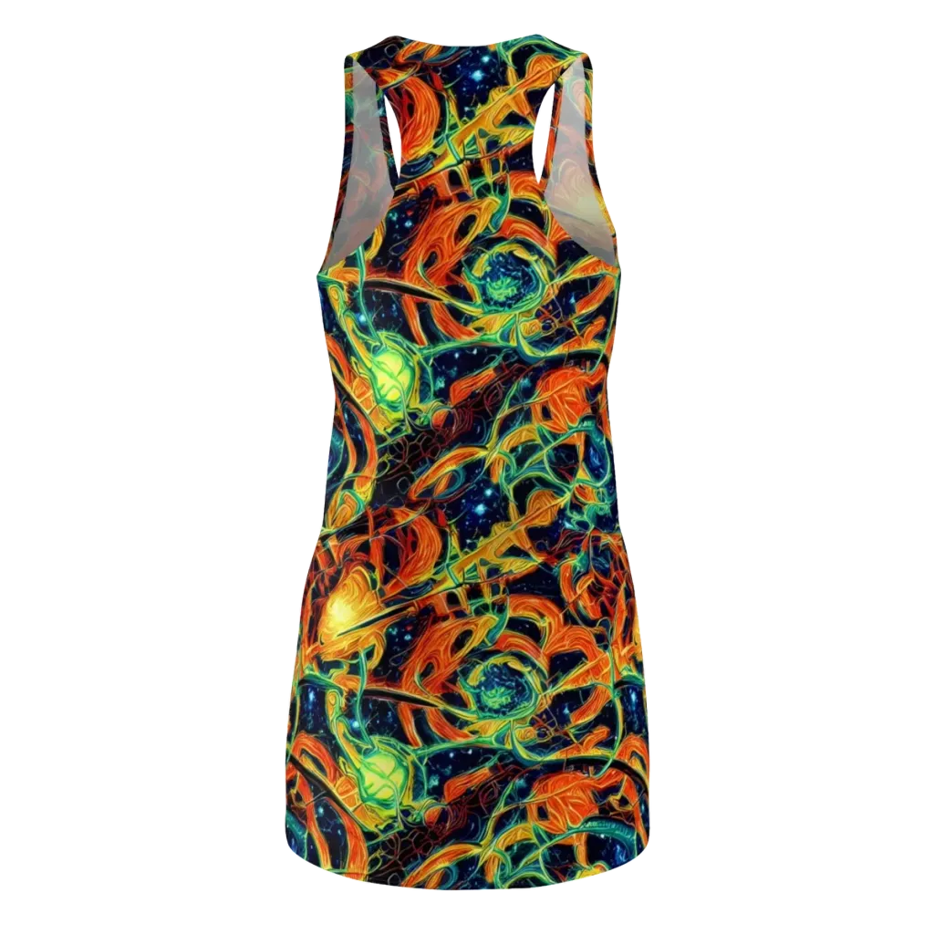 Neon Ember Garden on Racerback Dress — Back