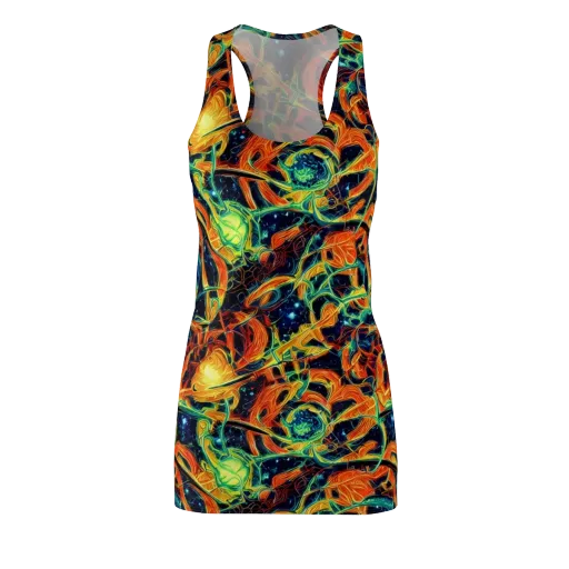 Neon Ember Garden on a Racerback Dress