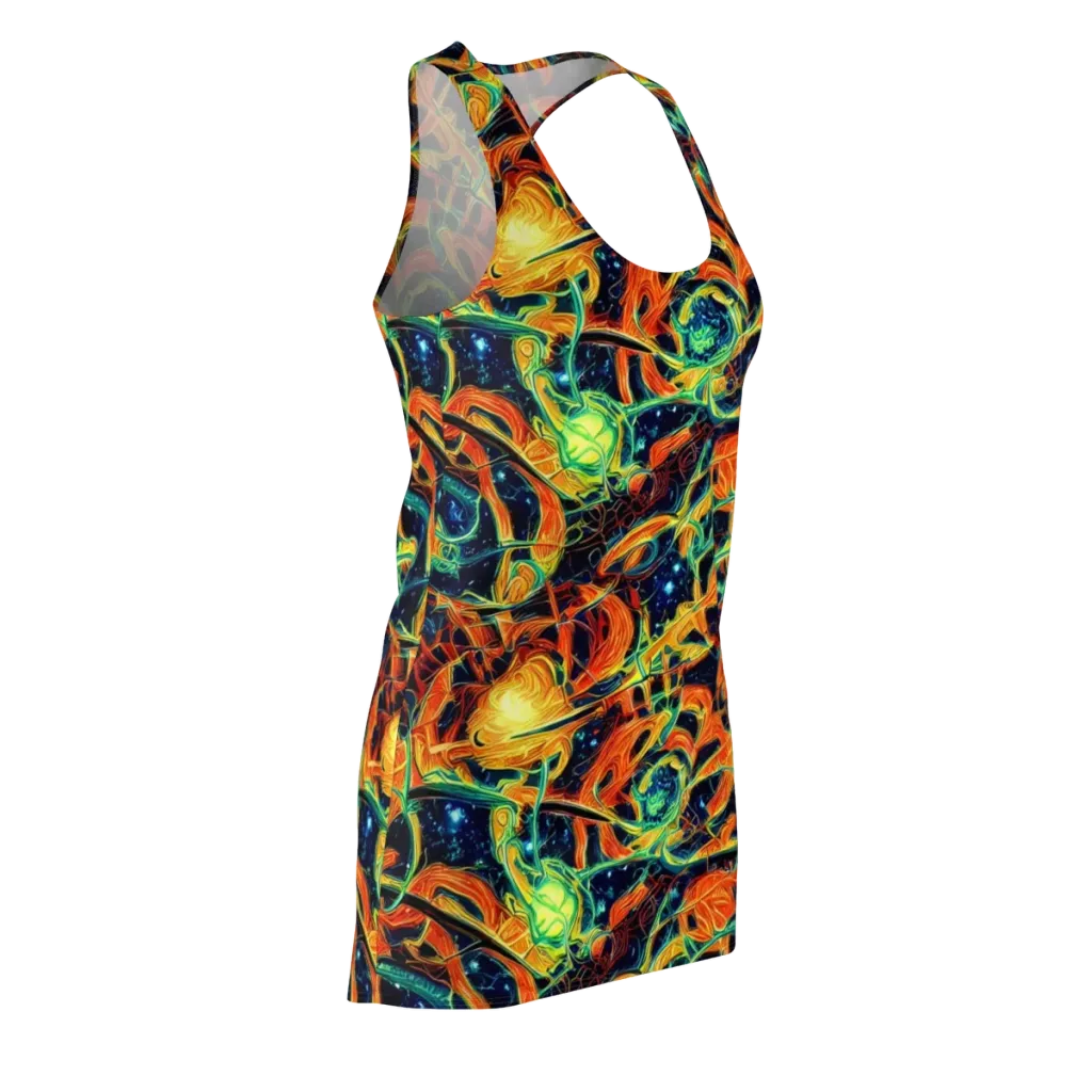 Neon Ember Garden on Racerback Dress — Front Side