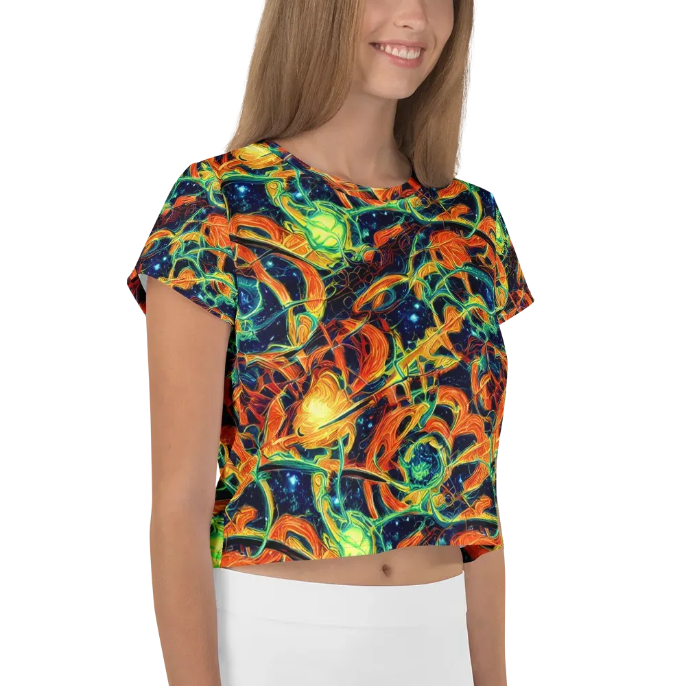 Neon Ember Garden on Crop Tee — Right