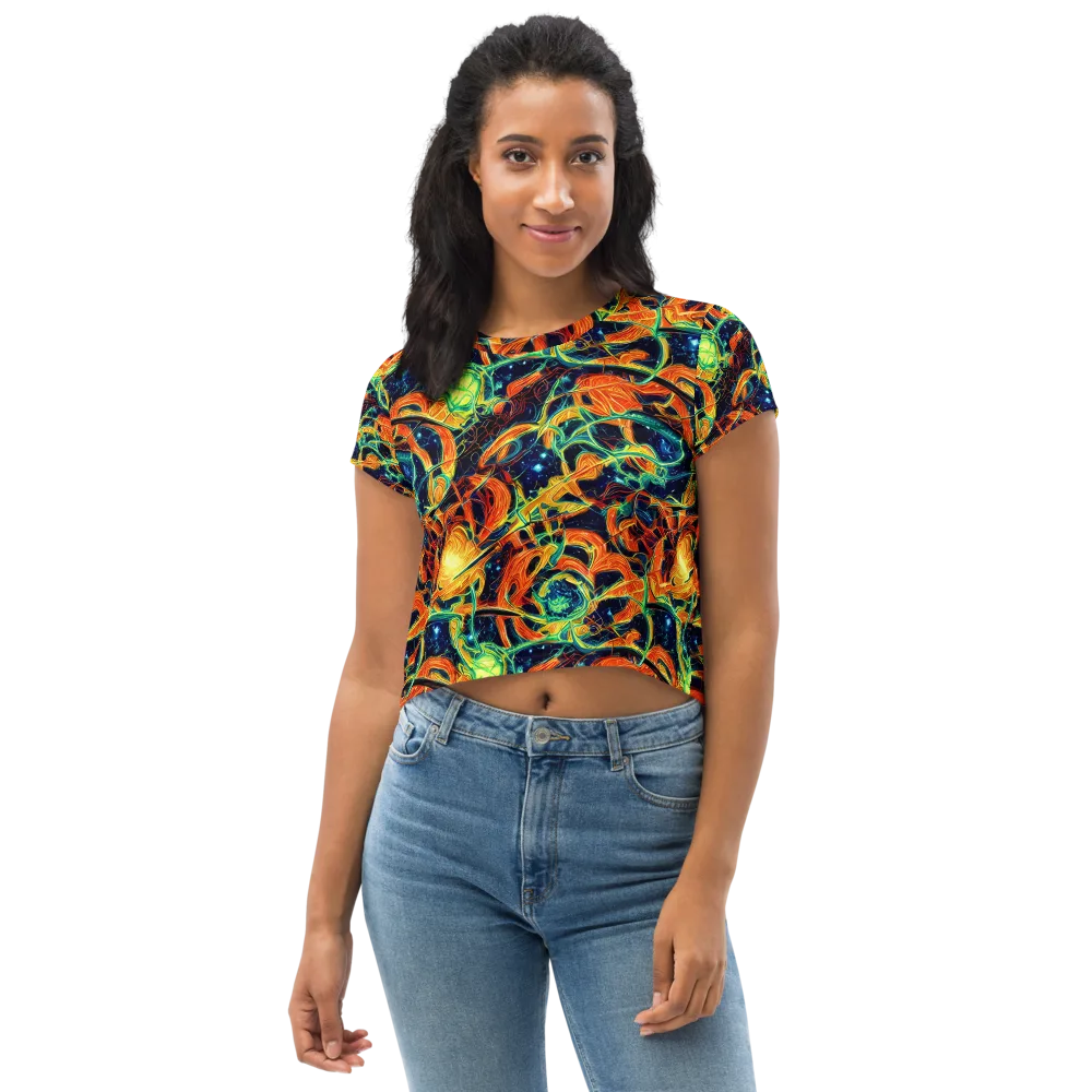 Neon Ember Garden on Crop Tee — Front