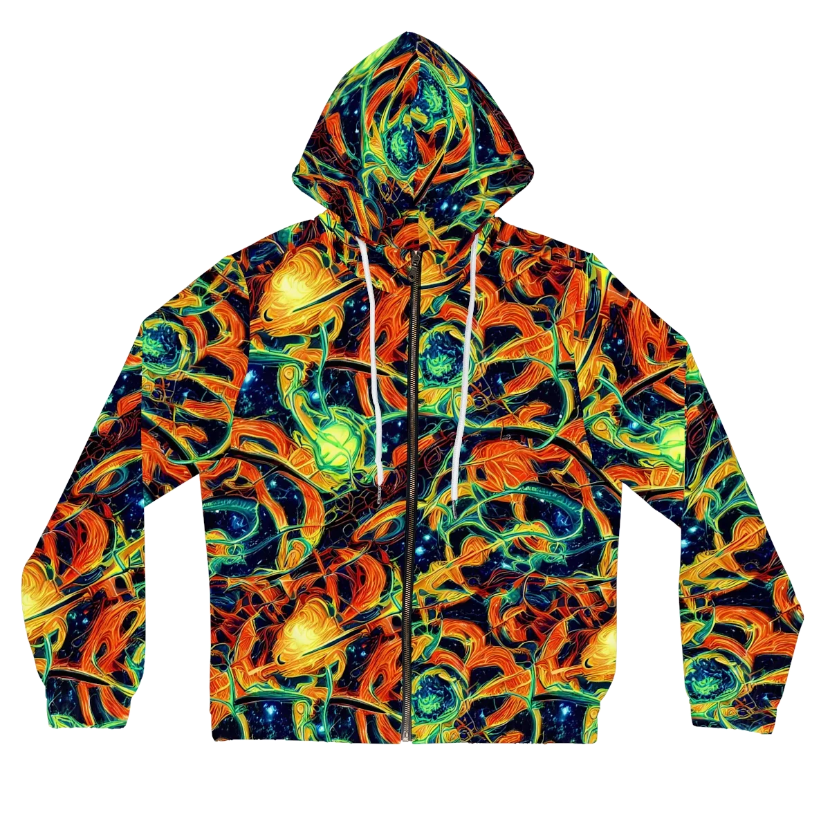 Neon Ember Garden on Women's Full-Zip Hoodie — Front