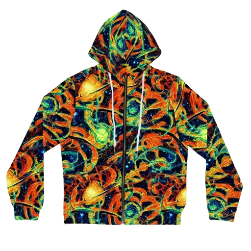Neon Ember Garden on a Women's Full-Zip Hoodie