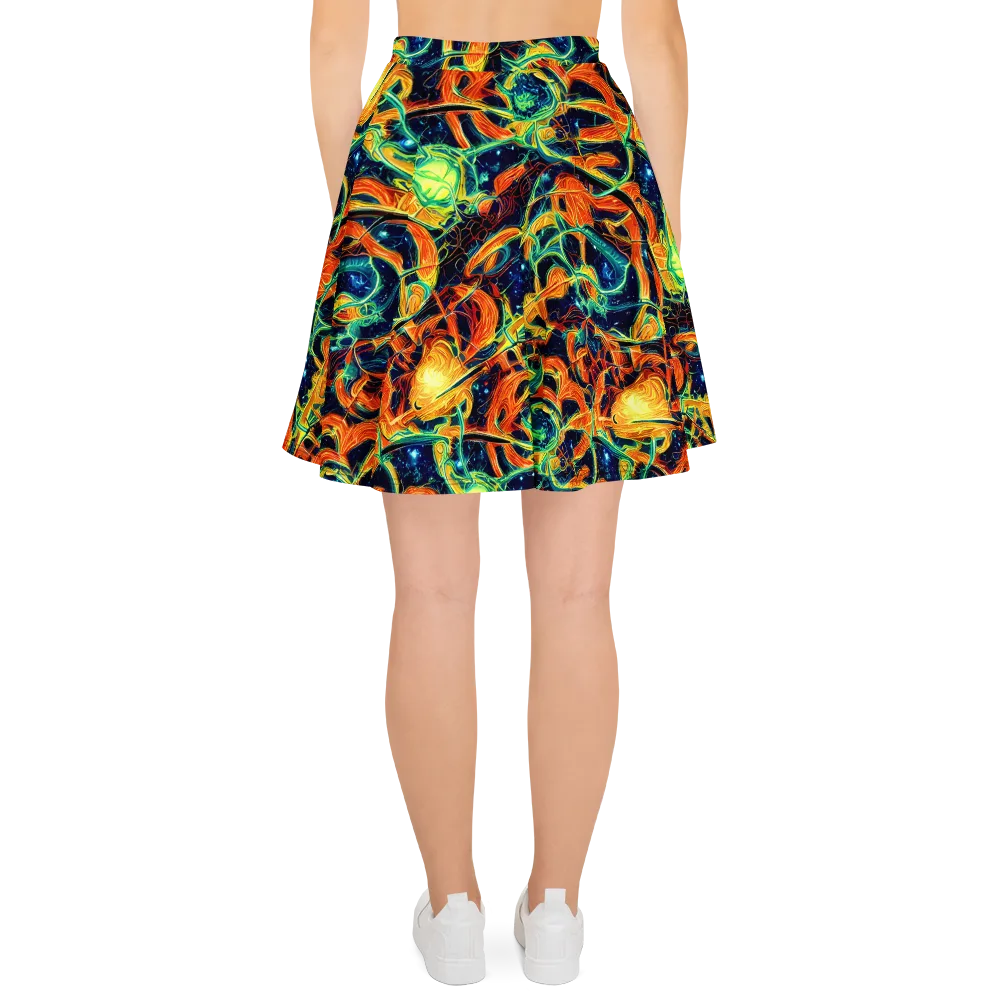 Neon Ember Garden on Skater Skirt — Back