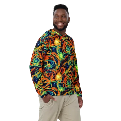 Neon Ember Garden on a Sweatshirt