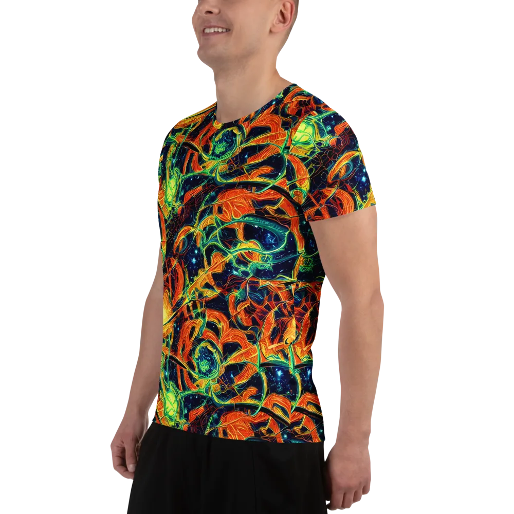 Neon Ember Garden on Men's Athletic T-Shirt — Left