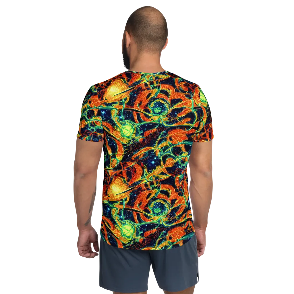 Neon Ember Garden on Men's Athletic T-Shirt — Back