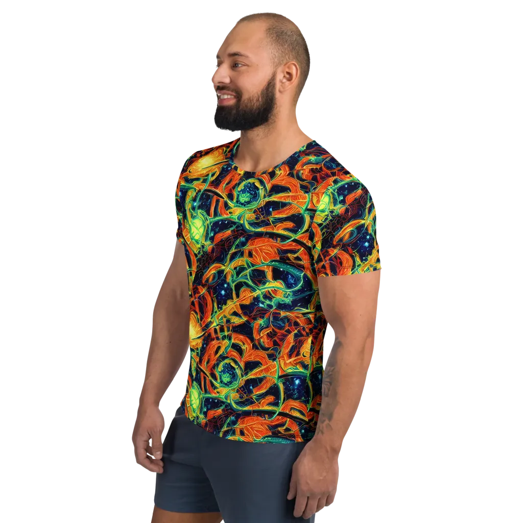 Neon Ember Garden on Men's Athletic T-Shirt — Left