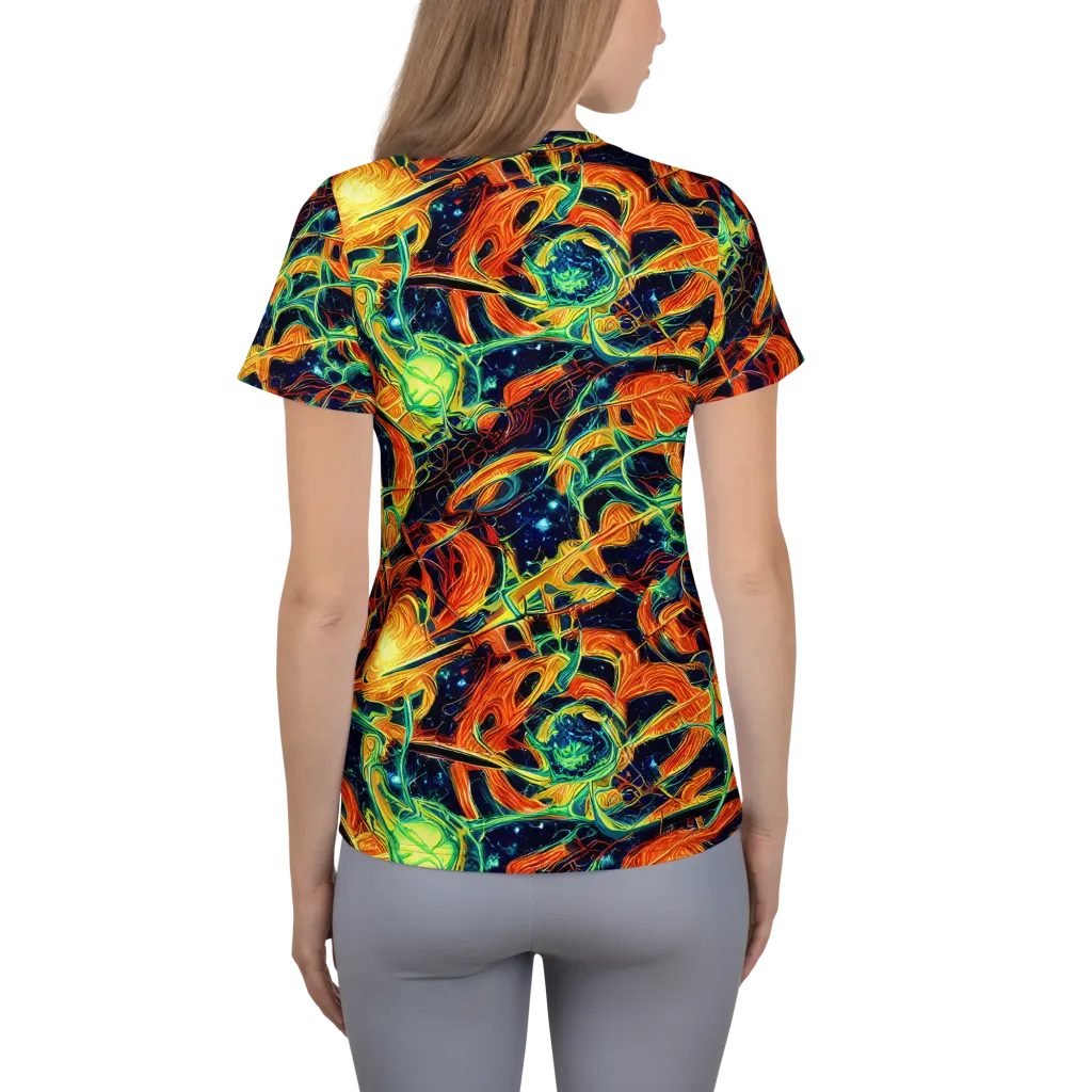 Neon Ember Garden on Women's Athletic T-Shirt — Back
