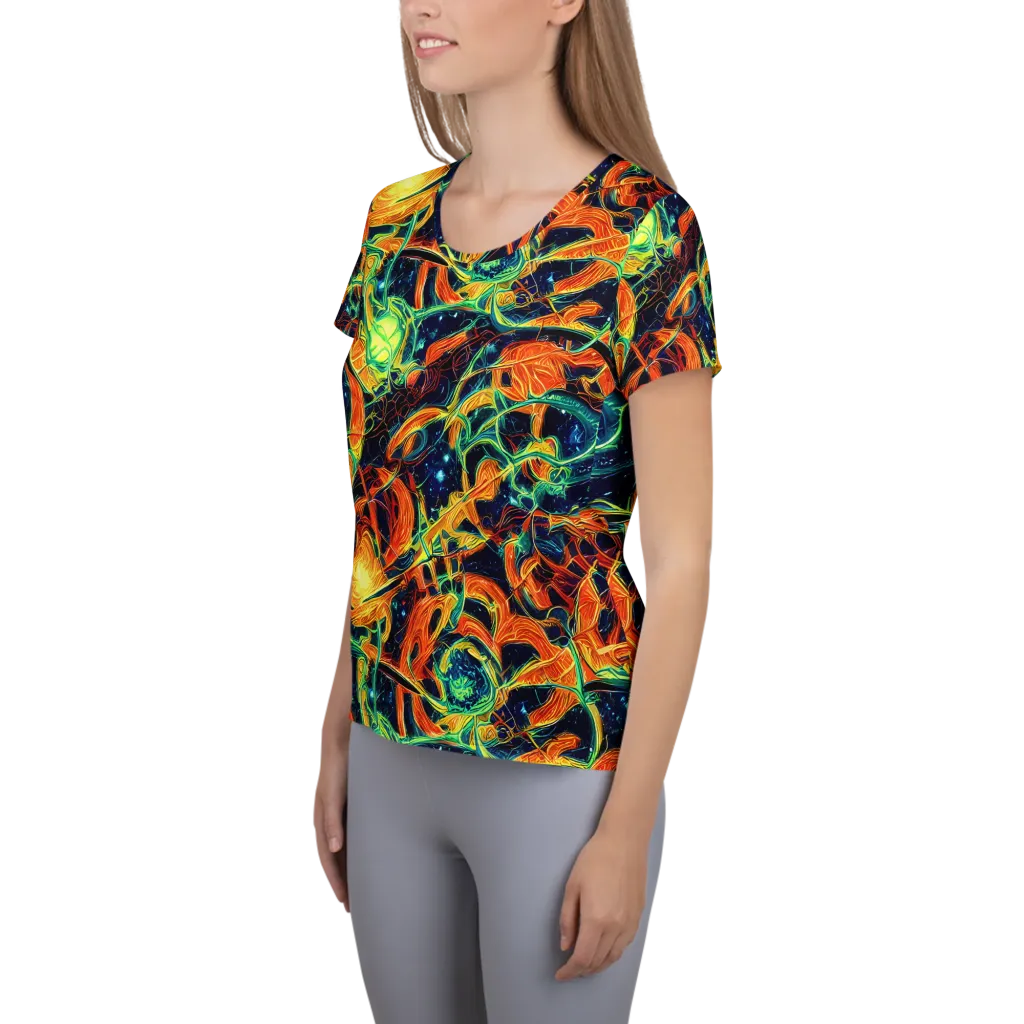 Neon Ember Garden on Women's Athletic T-Shirt — Left