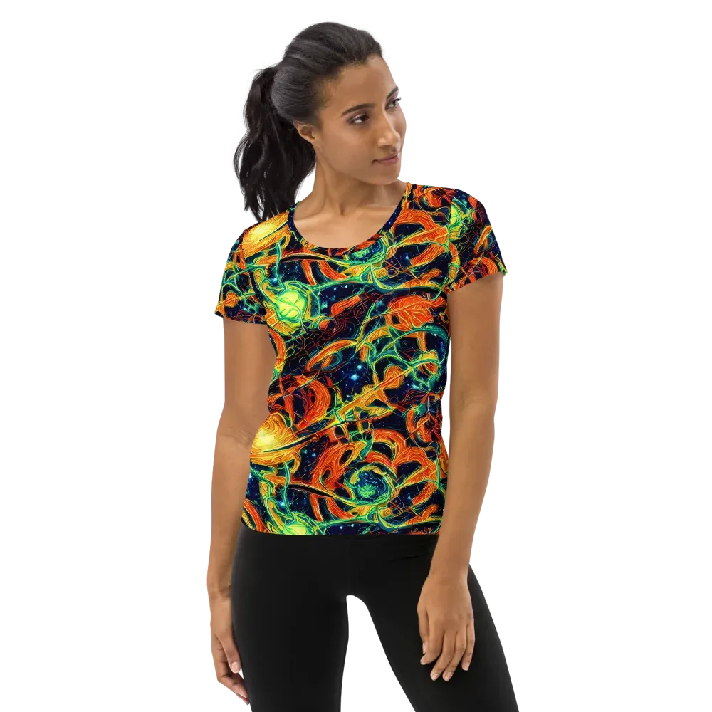 Neon Ember Garden on Women's Athletic T-Shirt — Front