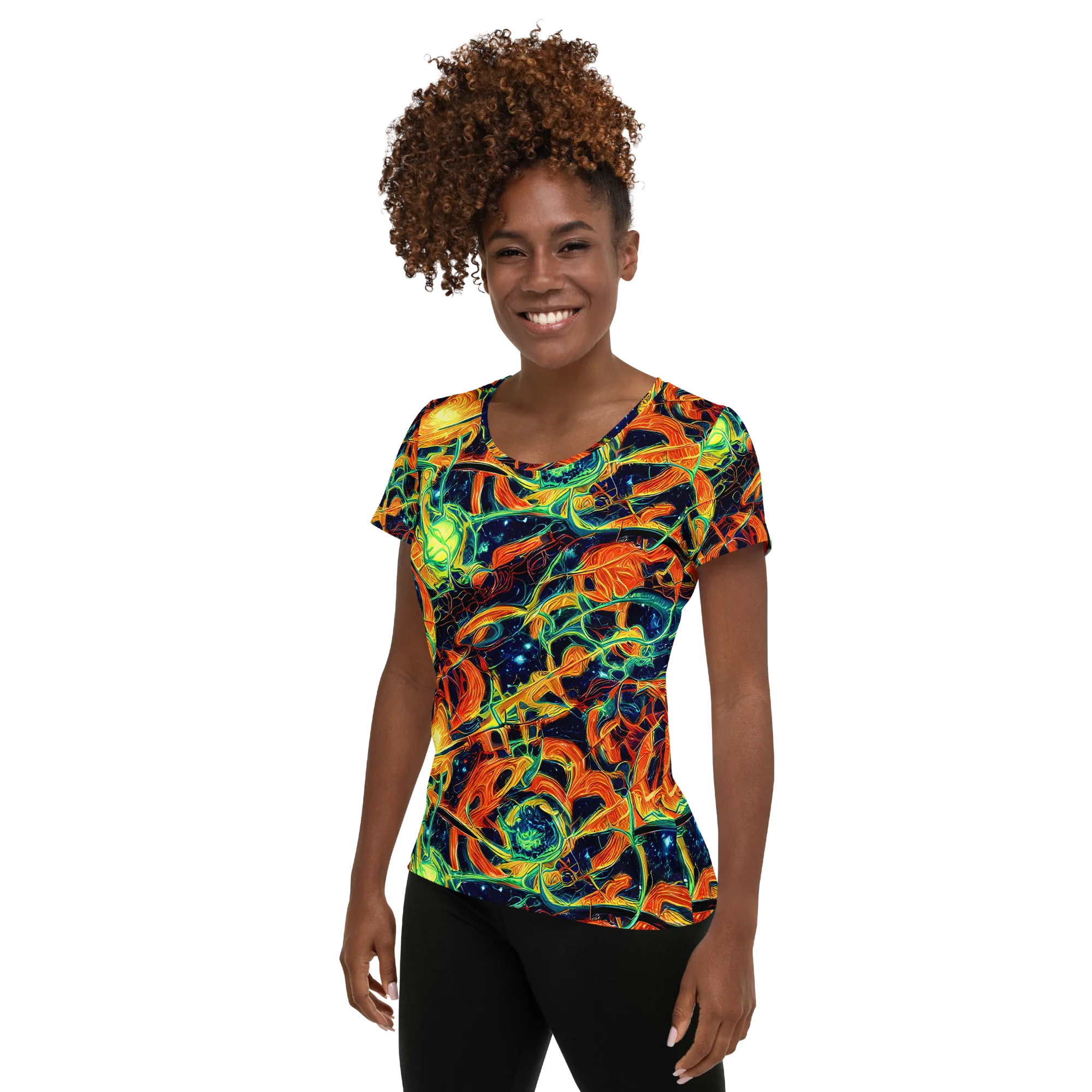 Neon Ember Garden on Women's Athletic T-Shirt — Left