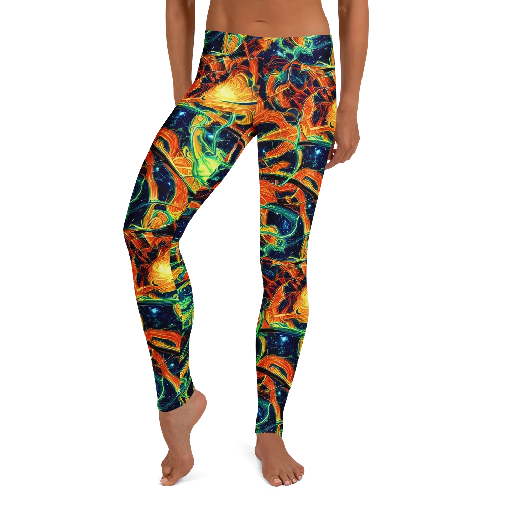 Neon Ember Garden on Leggings — Front