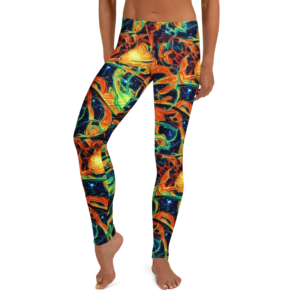 Neon Ember Garden on Leggings — Front