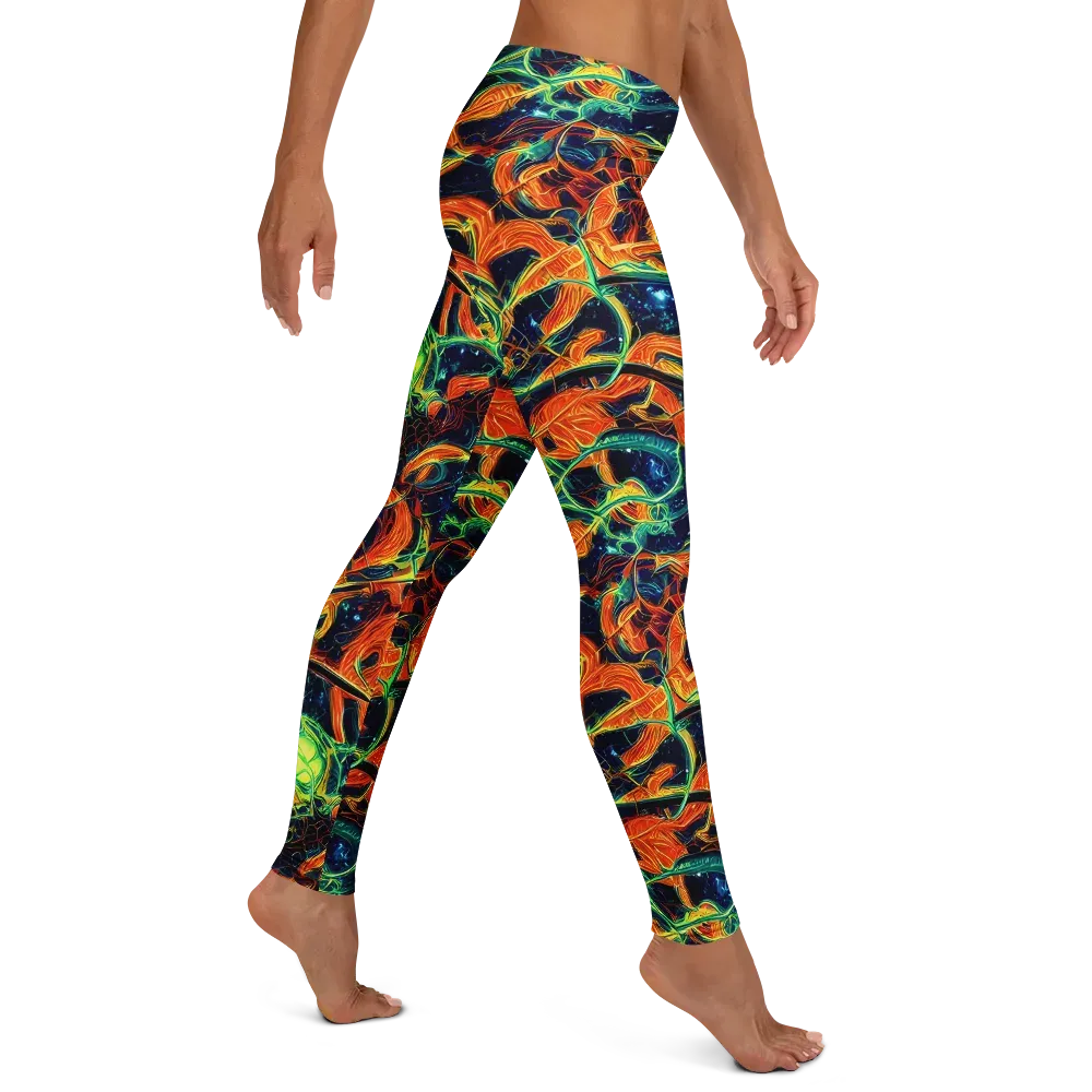Neon Ember Garden on Leggings — Right