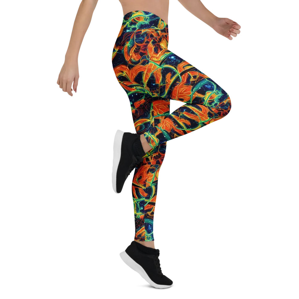 Neon Ember Garden on Leggings — Right