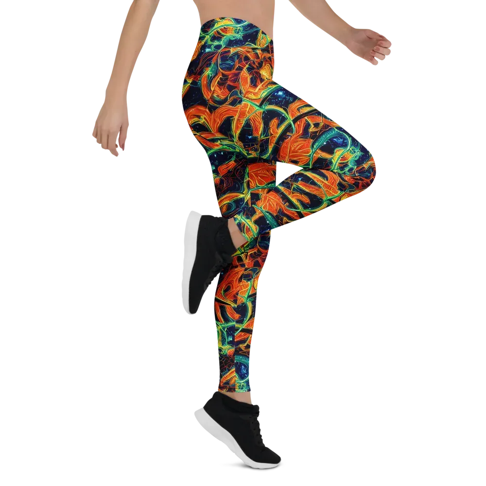 Neon Ember Garden on Leggings — Right