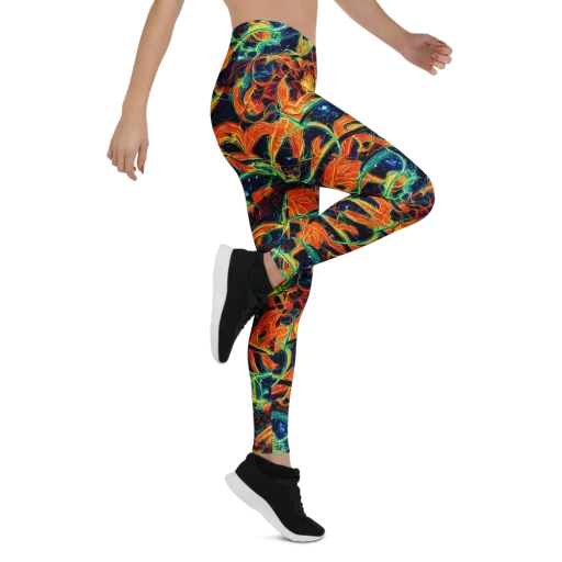 Neon Ember Garden on a Leggings