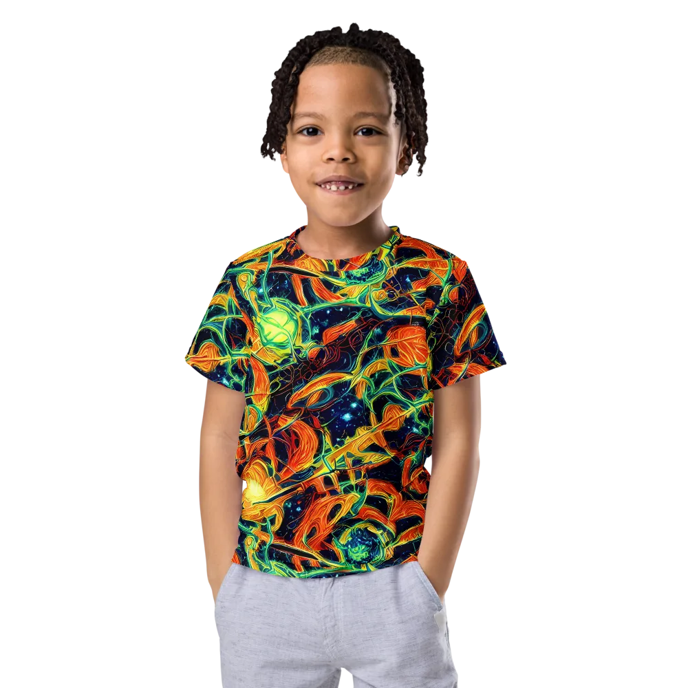 Neon Ember Garden on Kids Crew Neck T-Shirt — Front