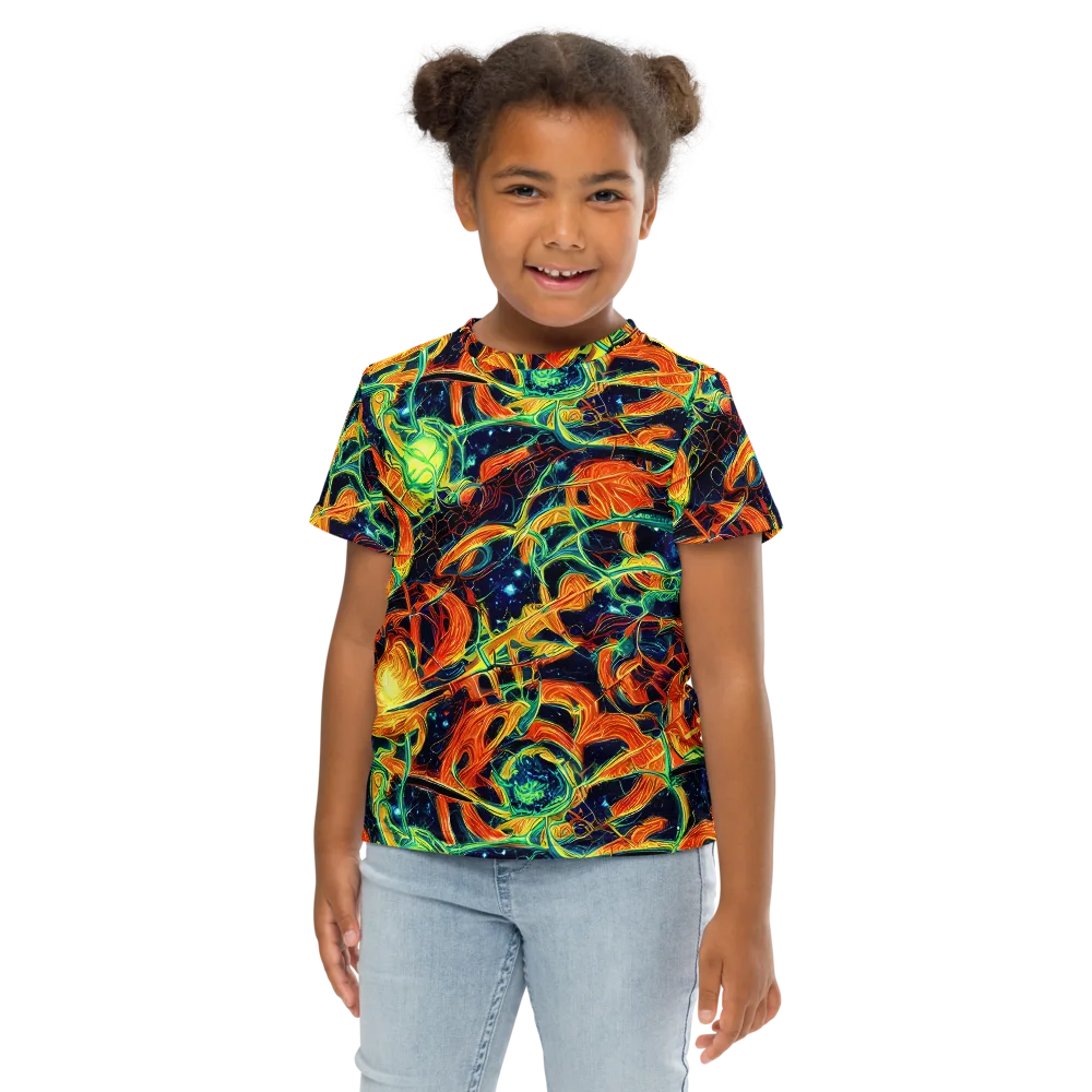 Neon Ember Garden on Kids Crew Neck T-Shirt — Front