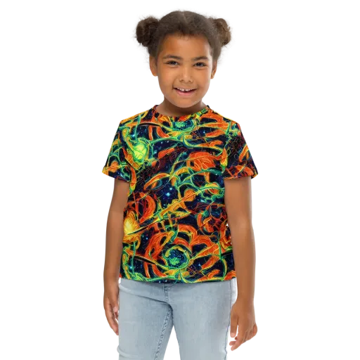 Neon Ember Garden on a Kids Crew Neck T-Shirt