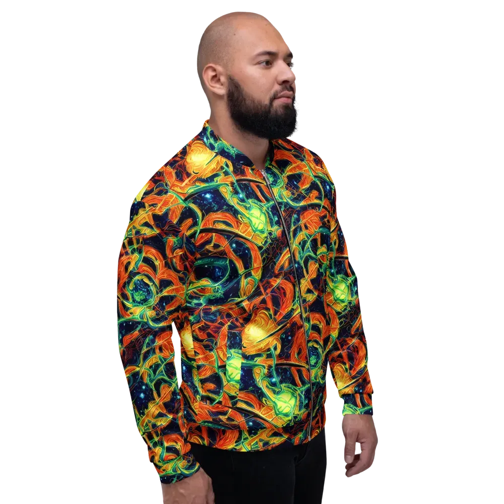 Neon Ember Garden on Bomber Jacket — Right