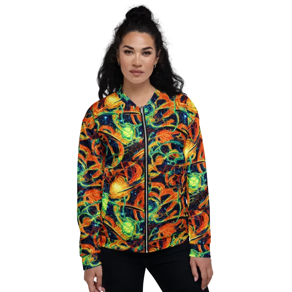 Neon Ember Garden on Bomber Jacket — Front