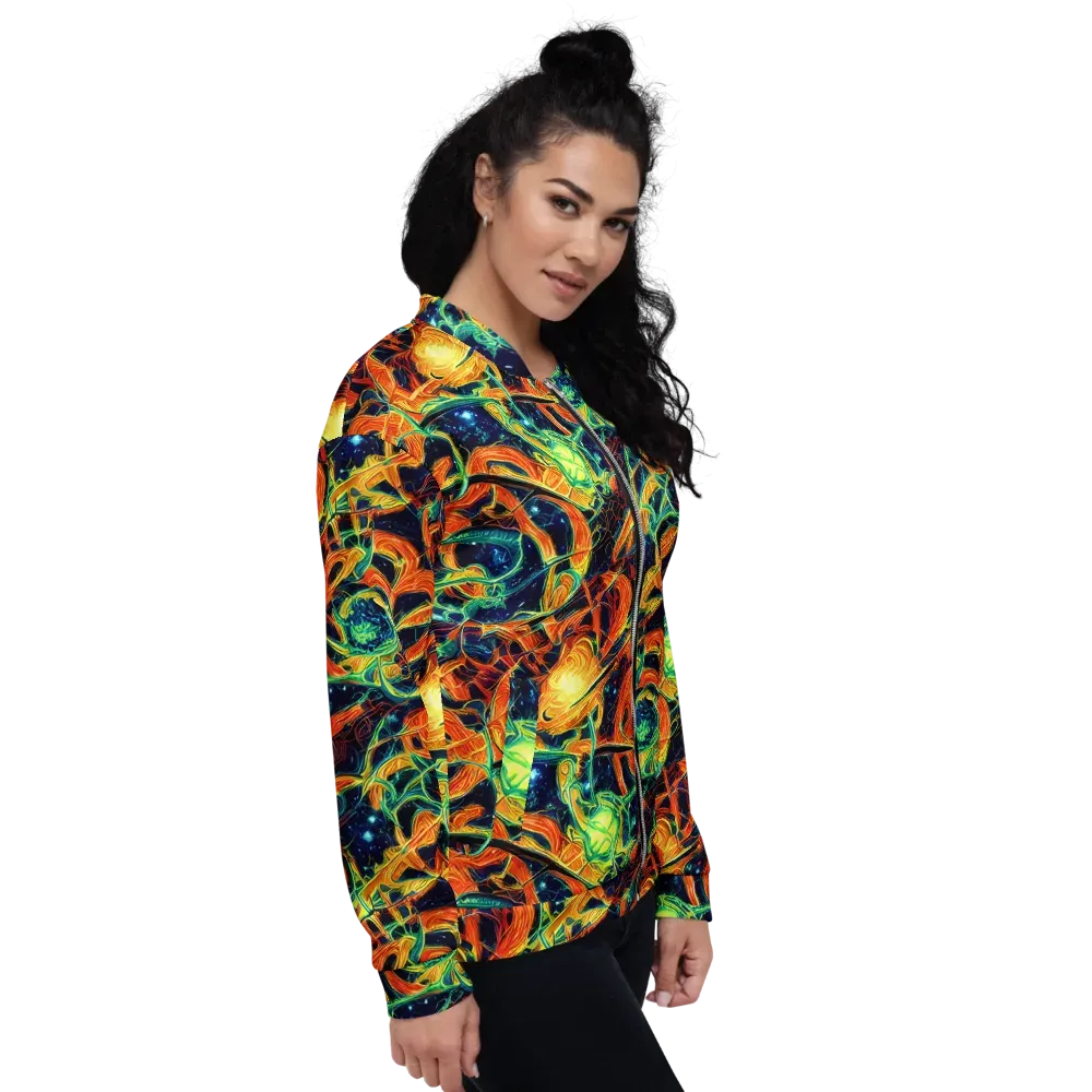 Neon Ember Garden on Bomber Jacket — Right