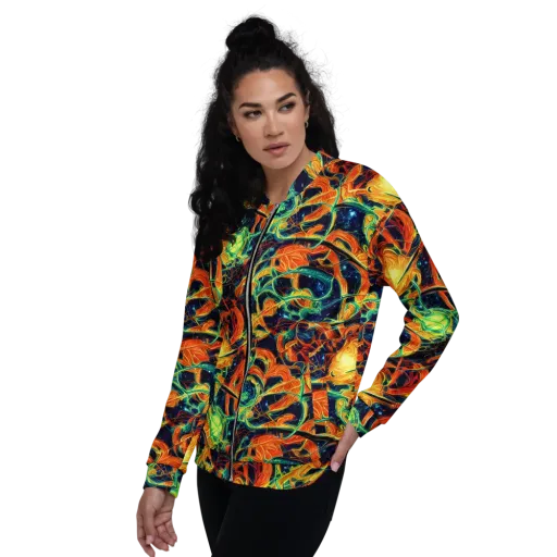 Neon Ember Garden on a Bomber Jacket