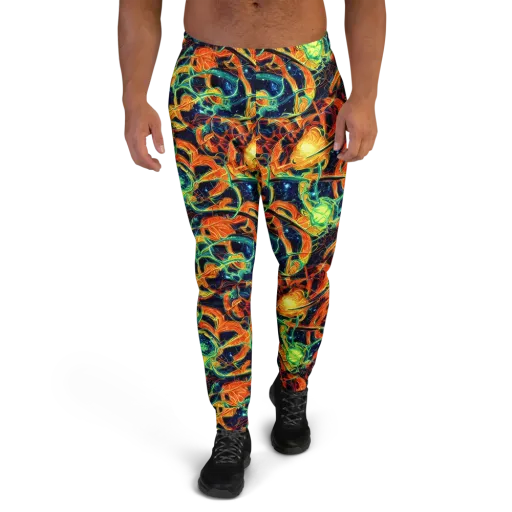 Neon Ember Garden on a Men's Joggers